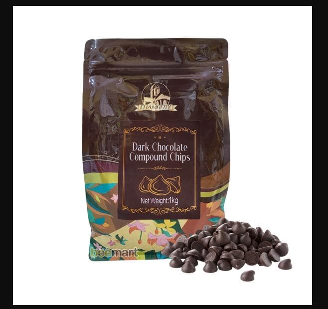 Bao bì SOCOLA CHÍP ĐEN – DARK CHOCOLATE COMPOUND CHIPS CHAMBERY 1KG
